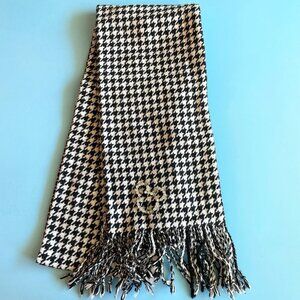 Disney Houndstooth Scarf with Mickey Rhinestone Brooch Black White
